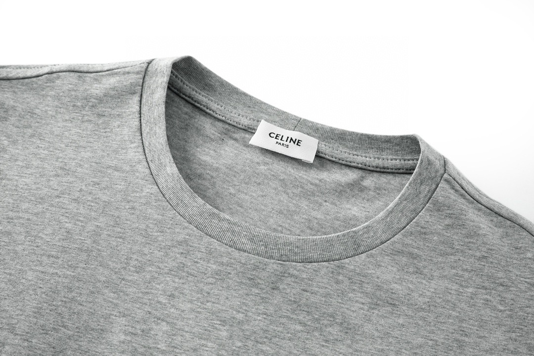 CELINE 赛琳 纯色刺绣徽标 T恤 圆领 短袖 夏款 男女同款 灰色 2X04I671Q-09MO
