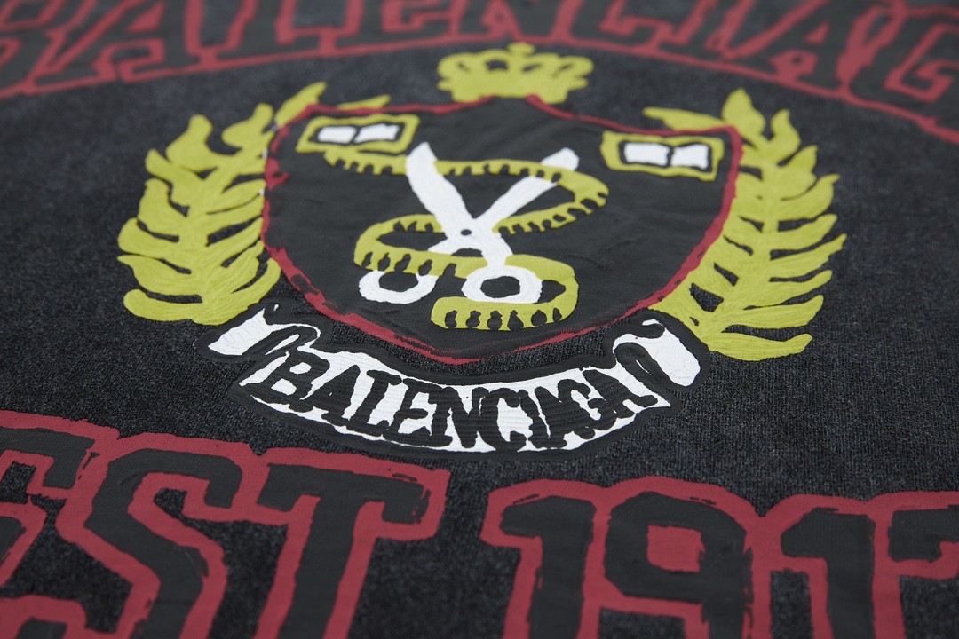 Balenciaga 巴黎世家 剪刀图案字母logo印花 圆领 短袖 T恤 夏季 黑色 739784TOVK11055