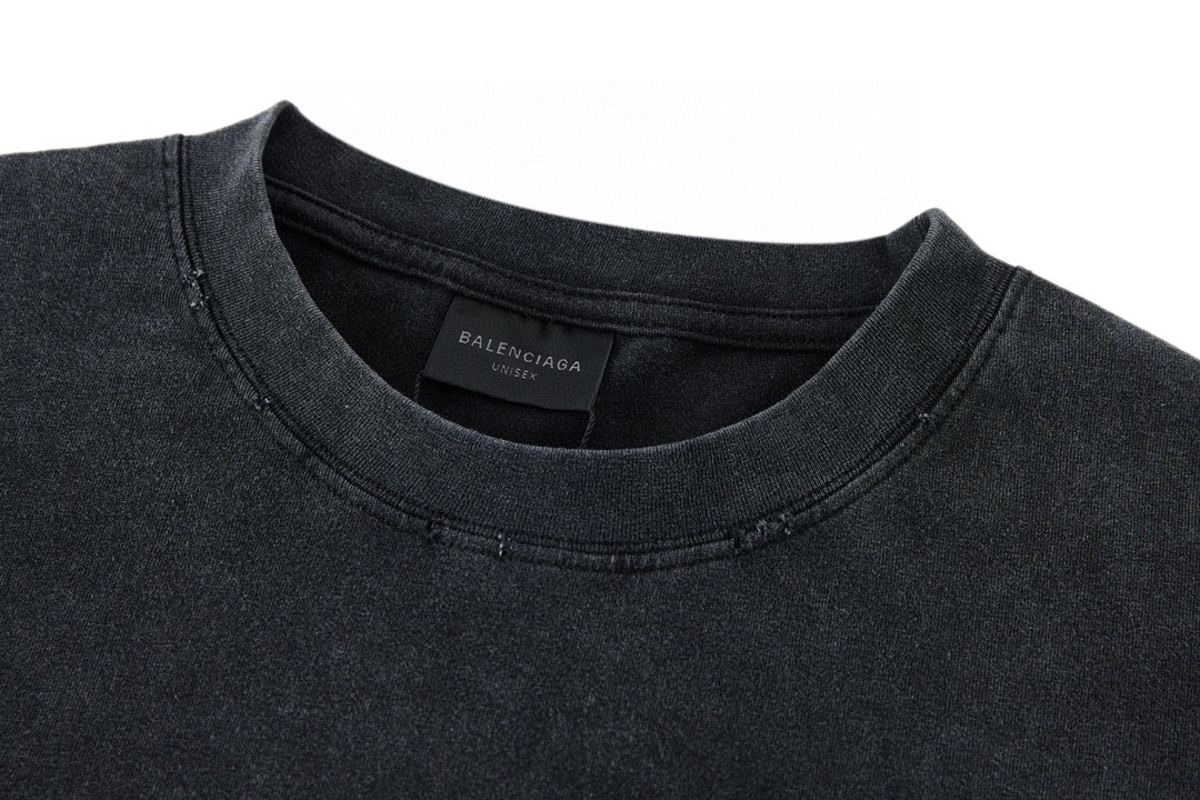 Balenciaga 巴黎世家 剪刀图案字母logo印花 圆领 短袖 T恤 夏季 黑色 739784TOVK11055