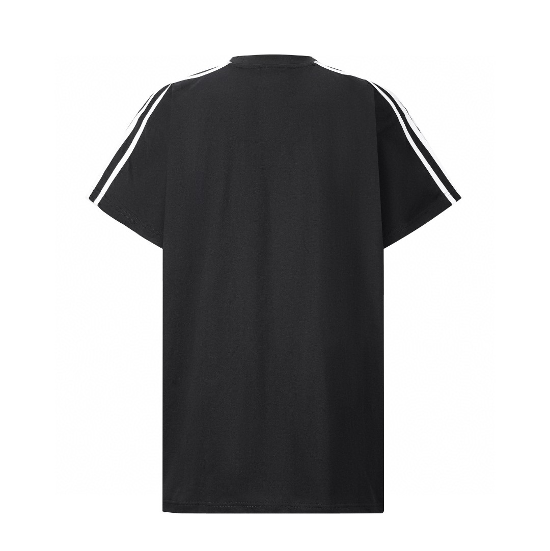 Balenciaga 巴黎世家 adidas 联名款 刺绣字母Logo 圆领 短袖 T恤 夏季 黑色 IB5243