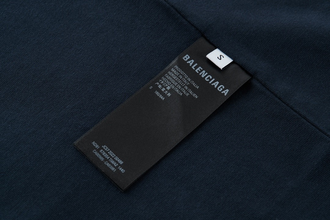 Balenciaga 巴黎世家 adidas 联名款 刺绣字母Logo 圆领 短袖 T恤 夏季 深蓝色 731769TNVA64356