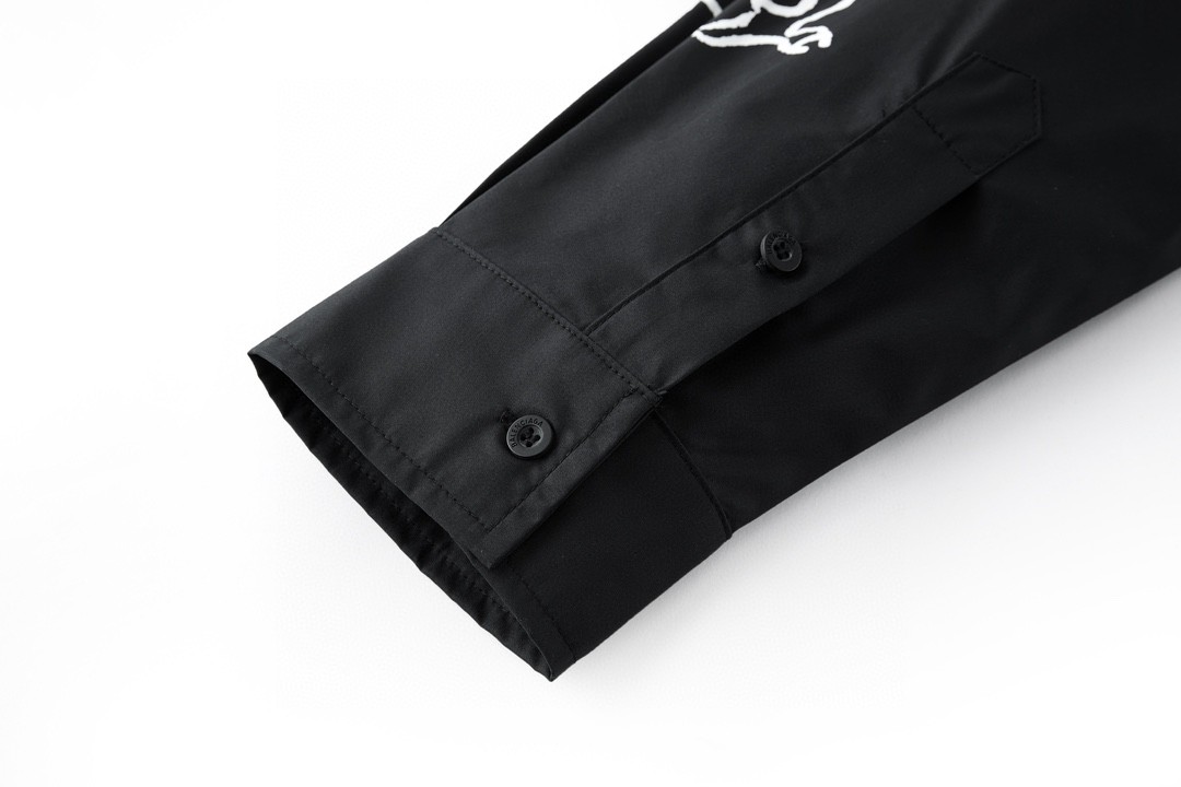 Balenciaga 巴黎世家 SS24 New Year 新年系列 Logo 印花 衬衫 长袖 秋冬 黑色 773374TPM231000