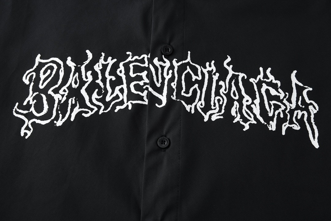 Balenciaga 巴黎世家 SS24 New Year 新年系列 Logo 印花 衬衫 长袖 秋冬 黑色 773374TPM231000