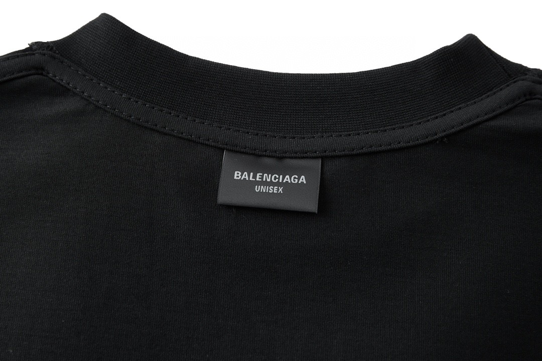 Balenciaga 巴黎世家 纯色字母logo印花 圆领 短袖 T恤 夏季 黑色 6R1T771-JWZZ1-0999
