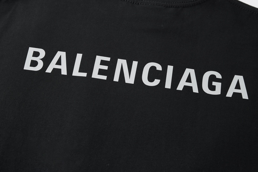 Balenciaga 巴黎世家 纯色字母logo印花 圆领 短袖 T恤 夏季 黑色 6R1T771-JWZZ1-0999