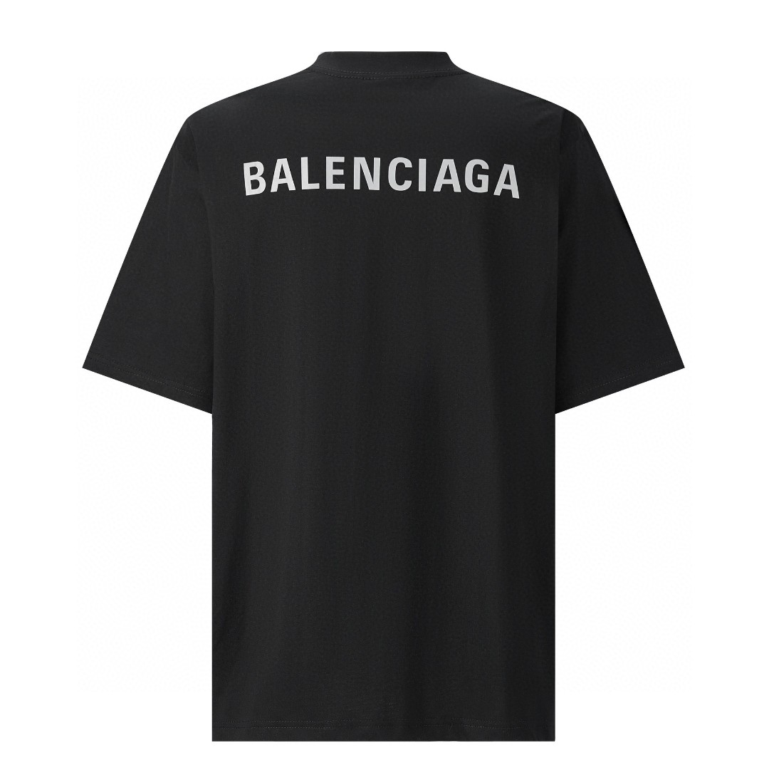 Balenciaga 巴黎世家 纯色字母logo印花 圆领 短袖 T恤 夏季 黑色 6R1T771-JWZZ1-0999