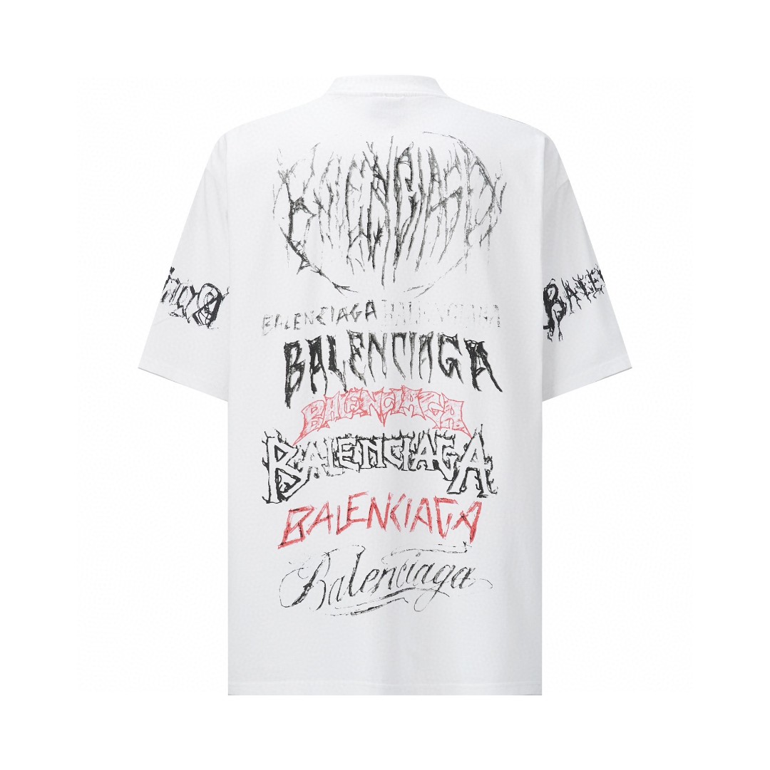 Balenciaga 巴黎世家 New Year 新年系列 字母印花 短袖 T恤 圆领 夏季 白色 641675TPVO29065