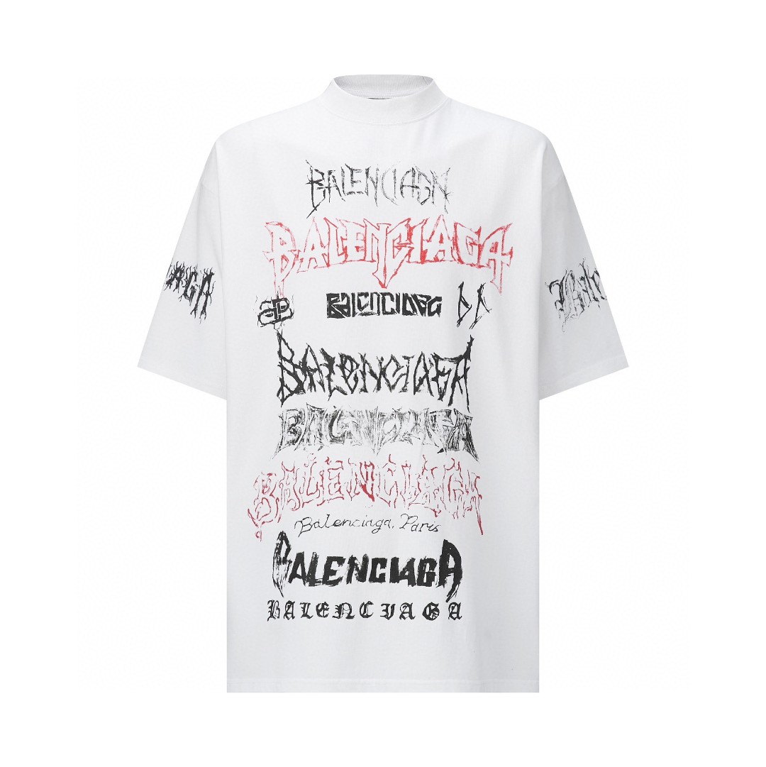 Balenciaga 巴黎世家 New Year 新年系列 字母印花 短袖 T恤 圆领 夏季 白色 641675TPVO29065