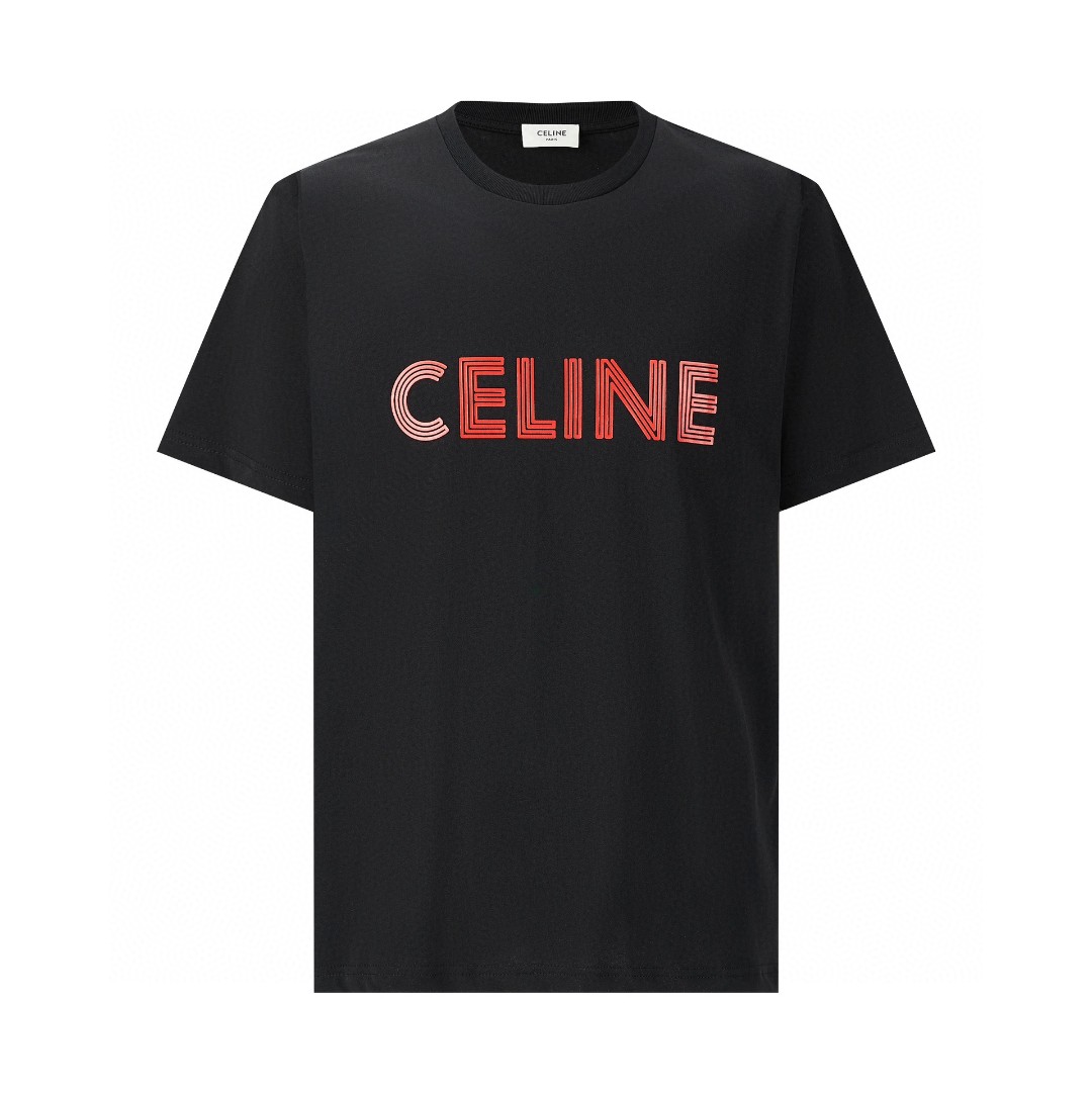CELINE 赛琳 字母logo印花 短袖 T恤 圆领 夏款 黑色 2X51I671Q-38BR
