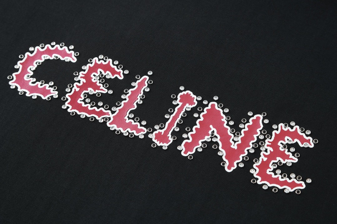 CELINE 赛琳 水钻字母logo 短袖 T恤 圆领 夏款 黑色 2X49F671Q-38BR