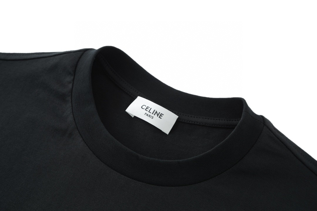 CELINE 赛琳 水钻字母logo 短袖 T恤 圆领 夏款 黑色 2X49F671Q-38BR