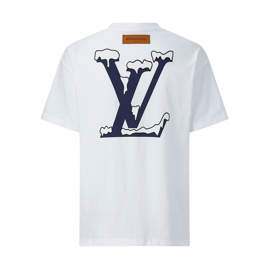 LOUIS VUITTON 路易威登 积雪字母logo 短袖 圆领 T 恤 上衣 夏款 白色 1AB74Y