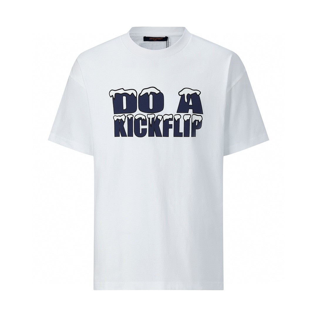 LOUIS VUITTON 路易威登 积雪字母logo 短袖 圆领 T 恤 上衣 夏款 白色 1AB74Y