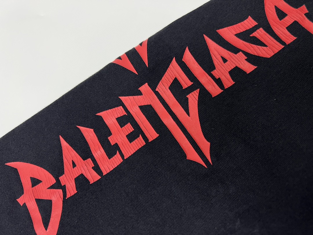 Balenciaga 巴黎世家 异性BB图案印花 圆领 短袖 T恤 夏季 黑色 764235TPVI21568