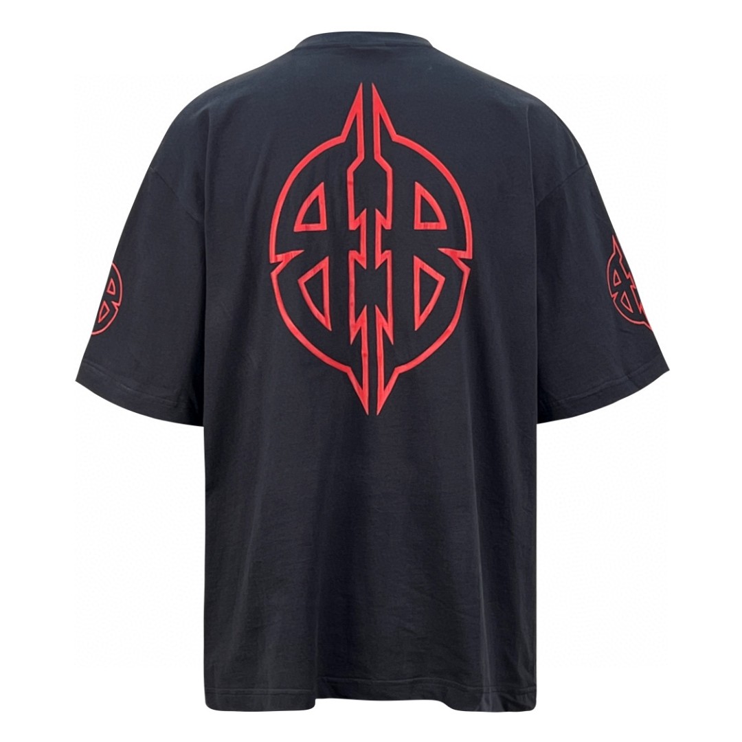 Balenciaga 巴黎世家 异性BB图案印花 圆领 短袖 T恤 夏季 黑色 764235TPVI21568