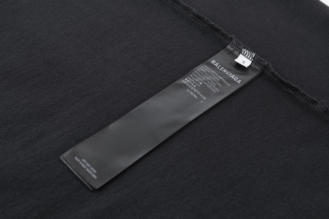 Balenciaga 巴黎世家 草写字母Logo 短袖 T恤 圆领 短款 夏季 黑色