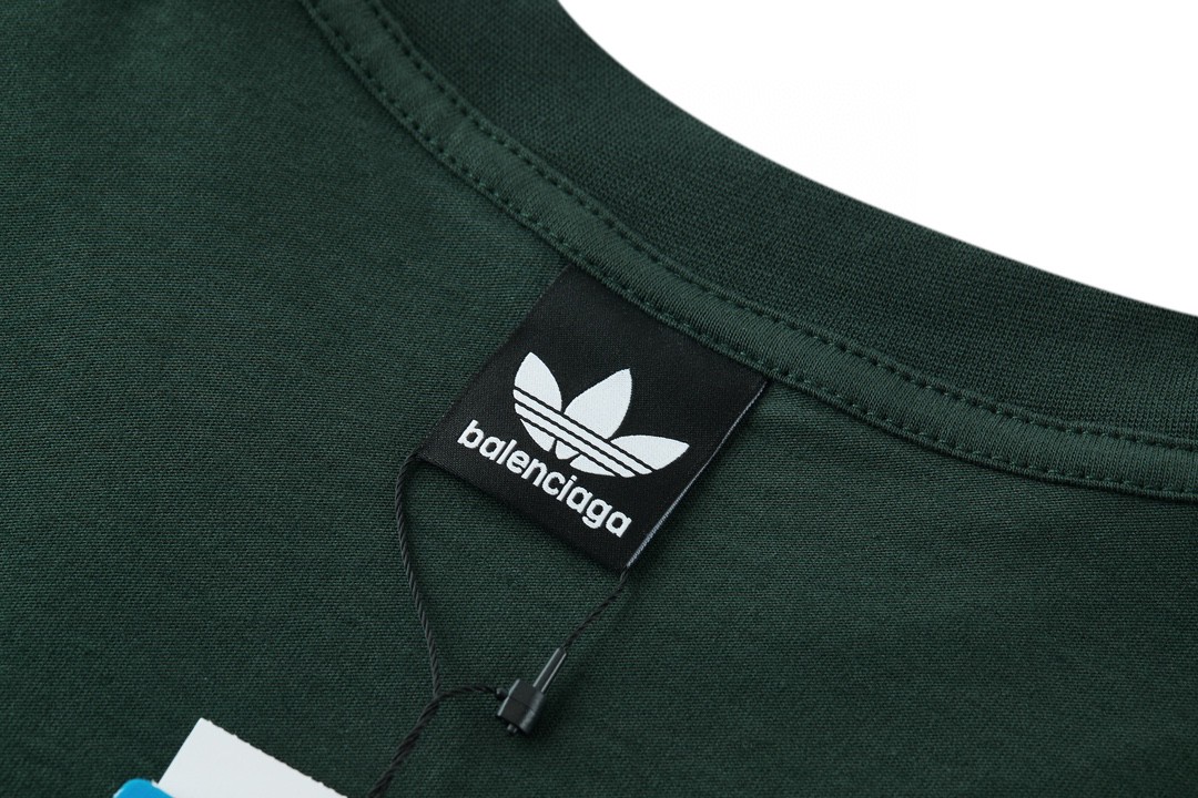 Balenciaga 巴黎世家 Adidas 联名 Logo字母印花 圆领 短袖 T恤 夏季 绿色 723976TNVN83775