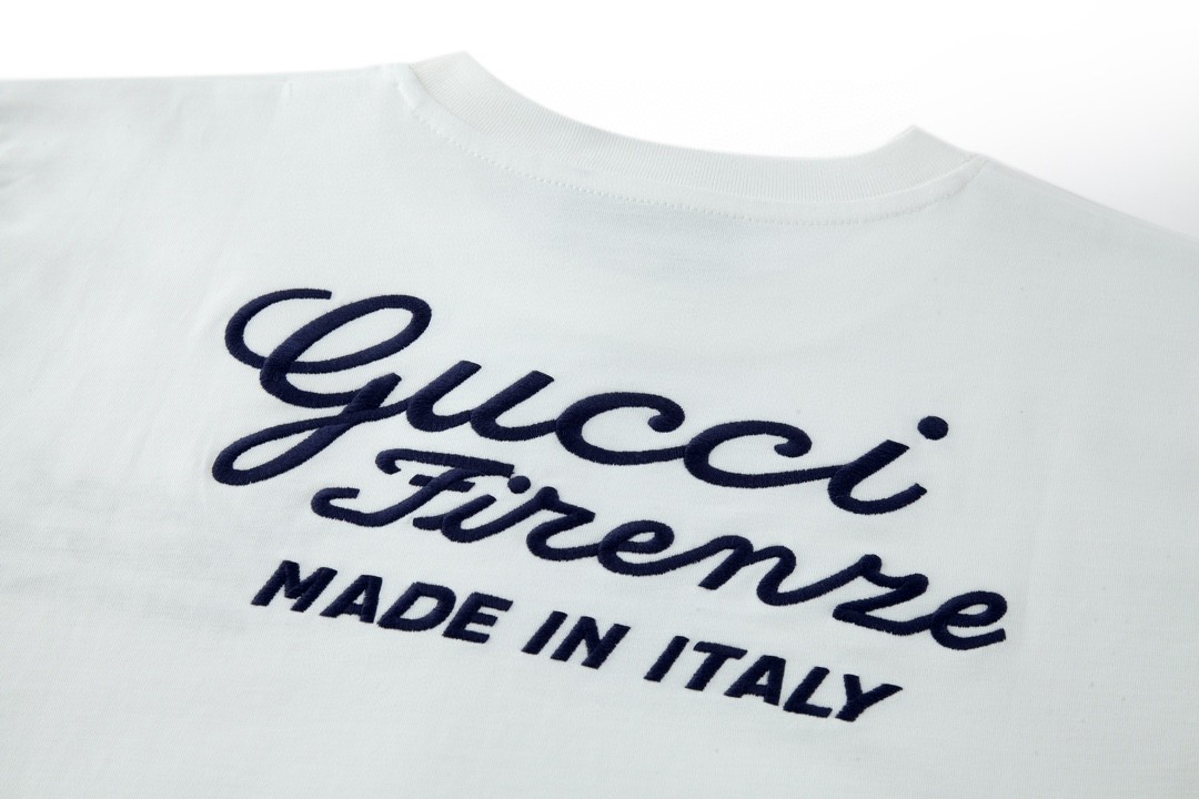 GUCCI 古驰 签名刺绣字母logo 短袖 T恤 圆领 套头 夏季 白色 782762-XJGH4-9088