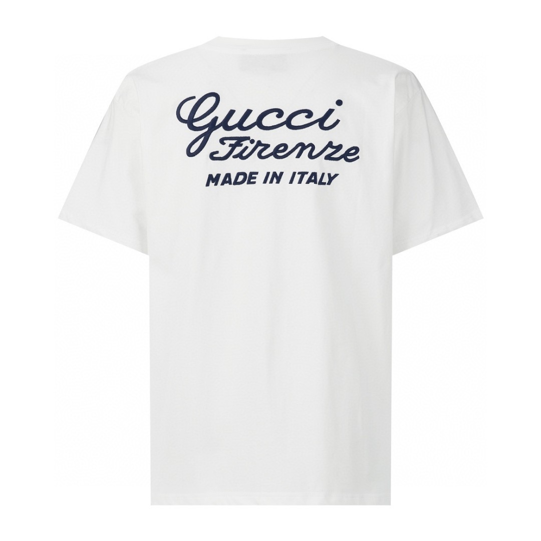GUCCI 古驰 签名刺绣字母logo 短袖 T恤 圆领 套头 夏季 白色 782762-XJGH4-9088