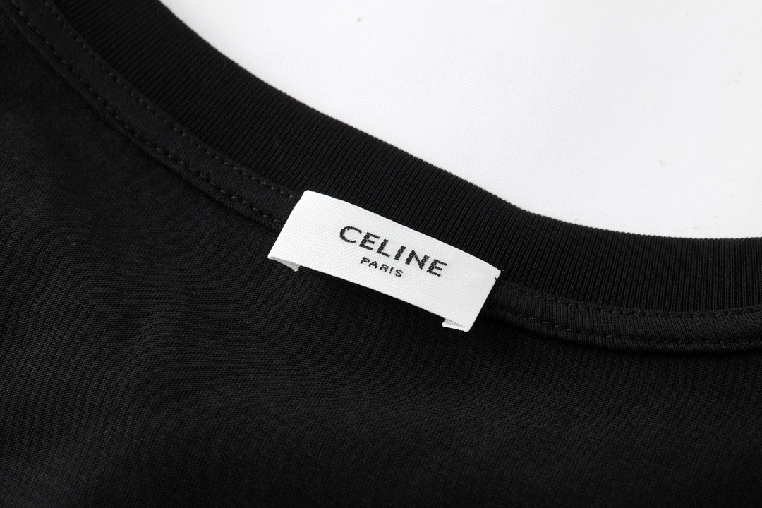 CELINE 赛琳 16 Cotton Jersey Loose T-Shirt 字母数字印花 短袖 T恤 圆领 夏款 黑色 2X18J671Q-38YE
