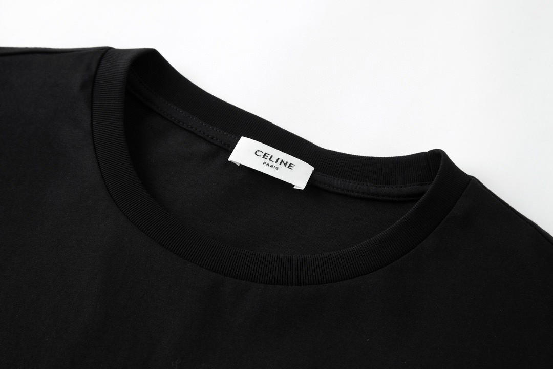 CELINE 赛琳 16 Cotton Jersey Loose T-Shirt 字母数字印花 短袖 T恤 圆领 夏款 黑色 2X18J671Q-38YE