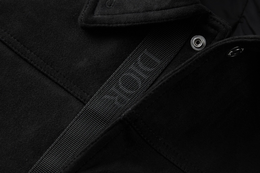 DIOR 迪奥 纯色织带麂皮 夹克 外套 长袖 秋冬款 黑色 