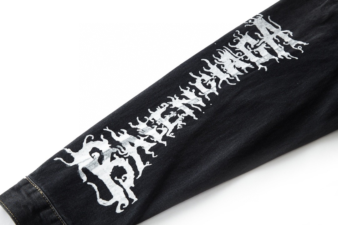 Balenciaga 巴黎世家 SS24 New Year 新年系列 涂鸦印花长袖夹克 牛仔外套 牛仔衣 秋冬 水洗灰 773804TBP473721