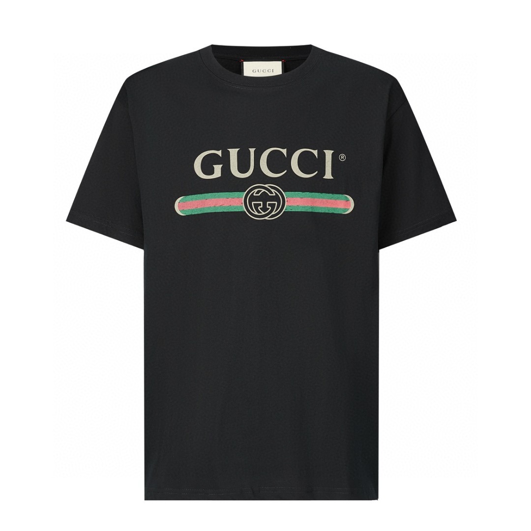 GUCCI 古驰 字母logo腰带造型印花 短袖 T恤 圆领 套头 夏季 黑色 440103-X3F05-1508