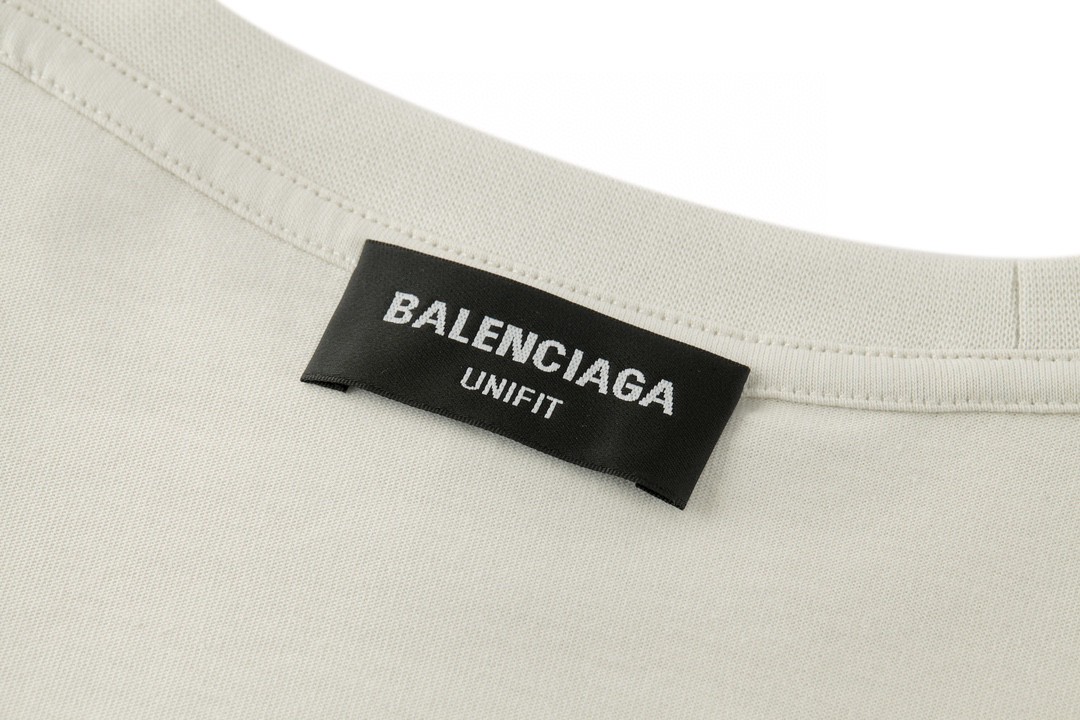 Balenciaga 巴黎世家 刺绣字母logo 短袖 T 恤 圆领 夏季 米色 641675TKVJ18962
