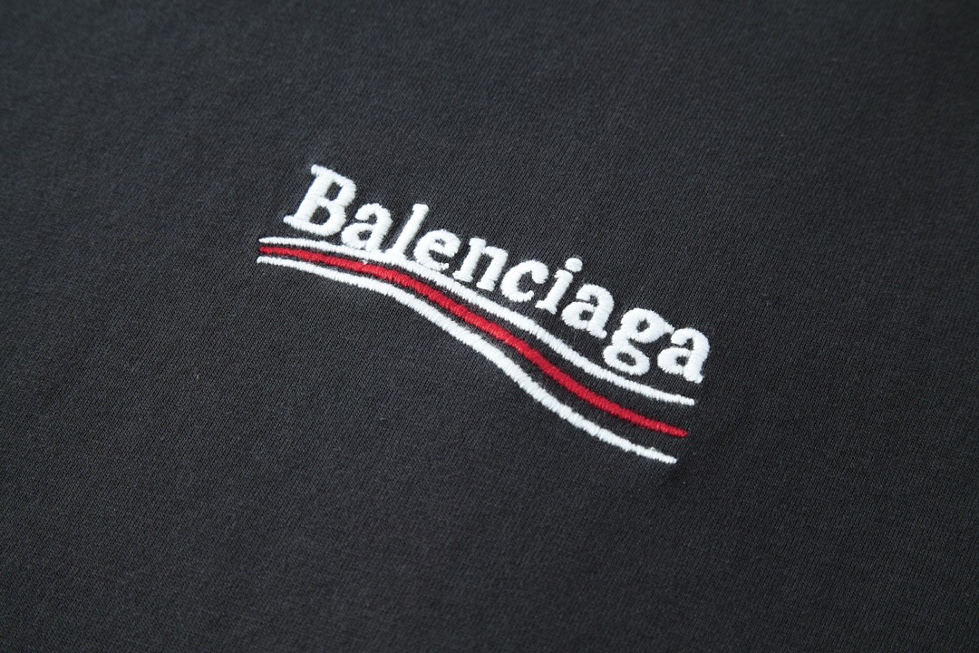 Balenciaga 巴黎世家 刺绣字母logo 短袖 T 恤 圆领 夏季 黑色 641675TKVJ19034
