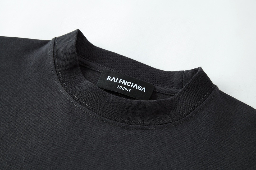 Balenciaga 巴黎世家 刺绣字母logo 短袖 T 恤 圆领 夏季 黑色 641675TKVJ19034