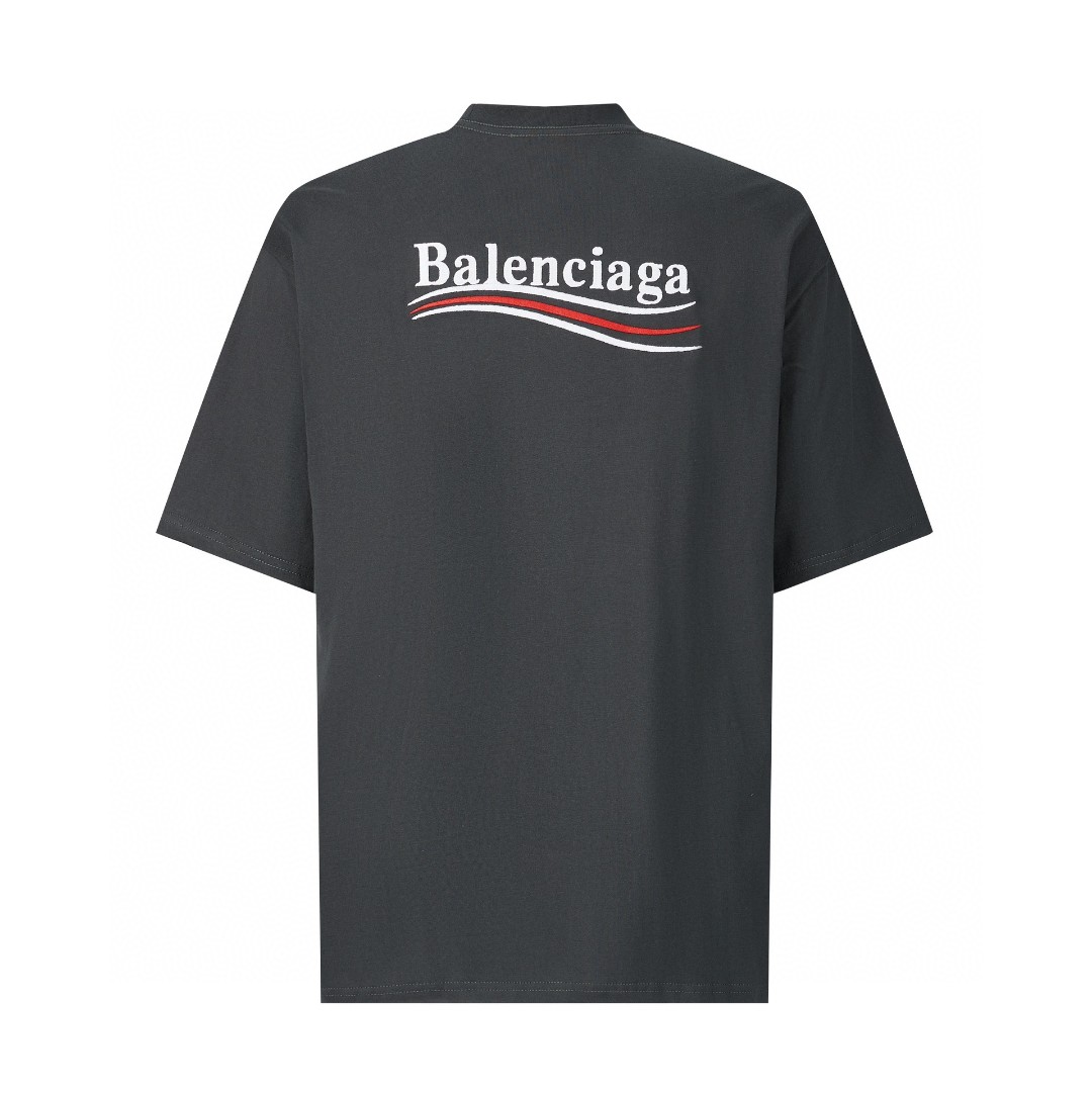 Balenciaga 巴黎世家 刺绣字母logo 短袖 T 恤 圆领 夏季 黑色 641675TKVJ19034