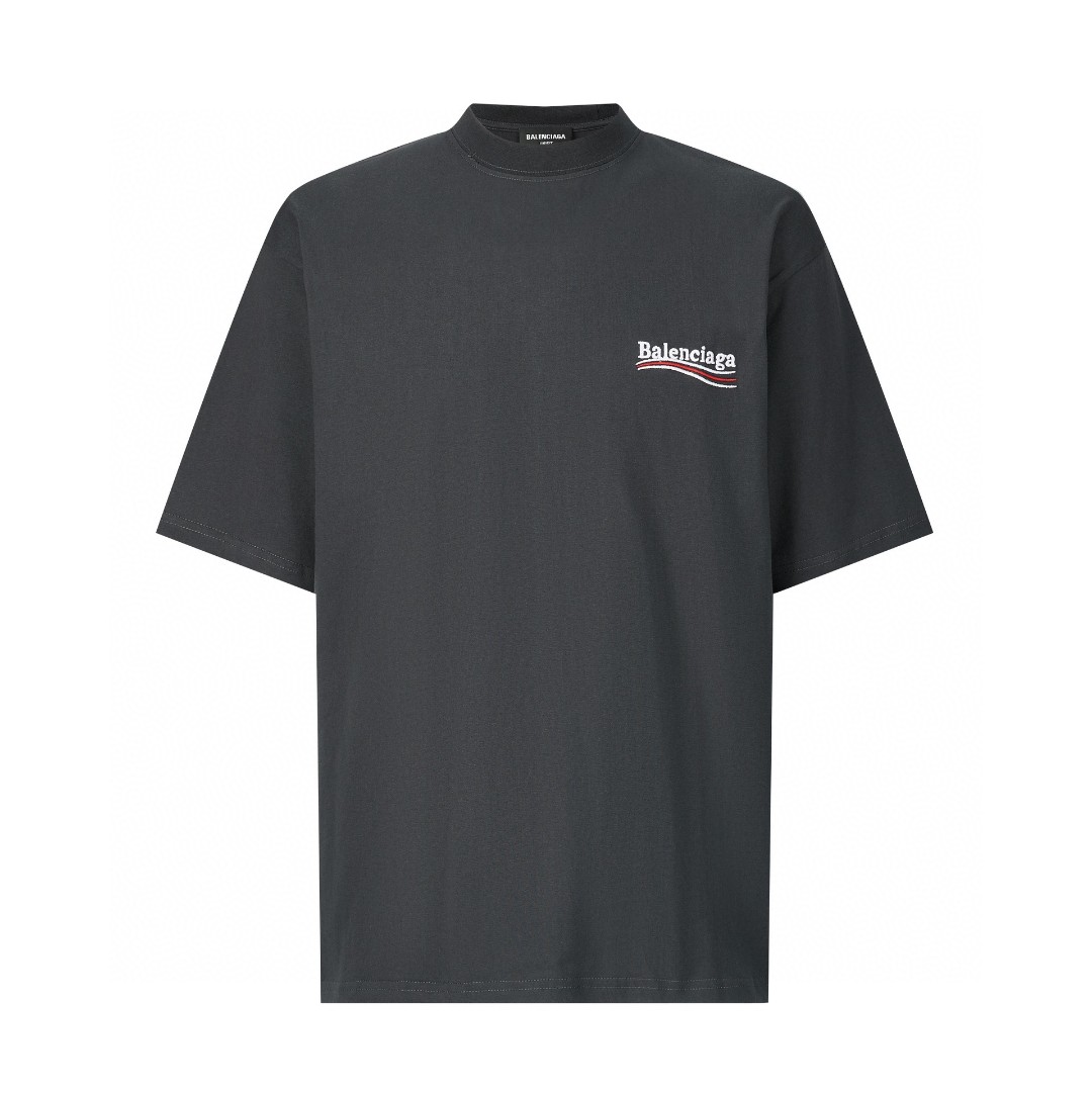 Balenciaga 巴黎世家 刺绣字母logo 短袖 T 恤 圆领 夏季 黑色 641675TKVJ19034