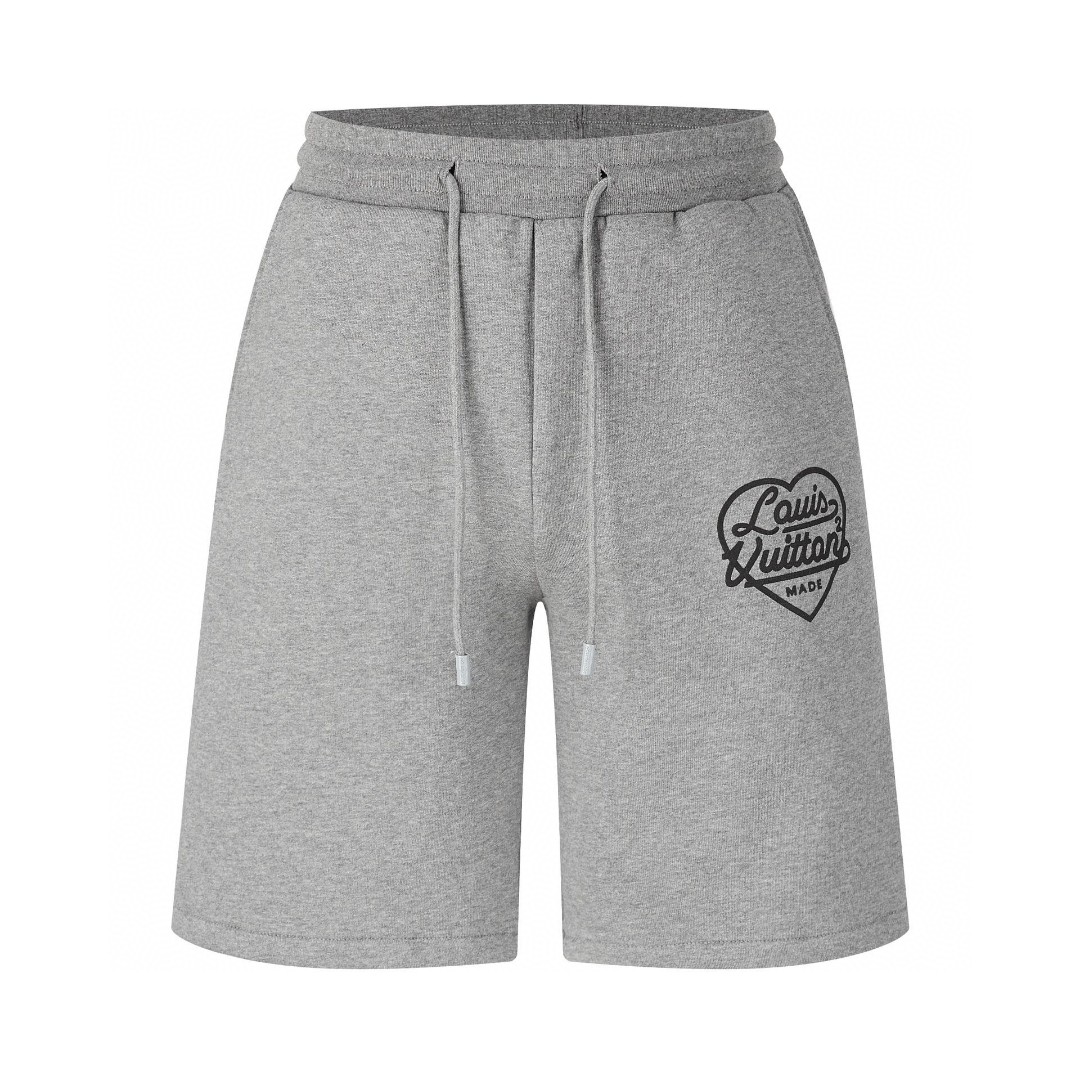 LOUIS VUITTON NIGO2 联名款 大爱心Logo字母印花 短裤 运动裤 五分裤 灰色 1A9GMT