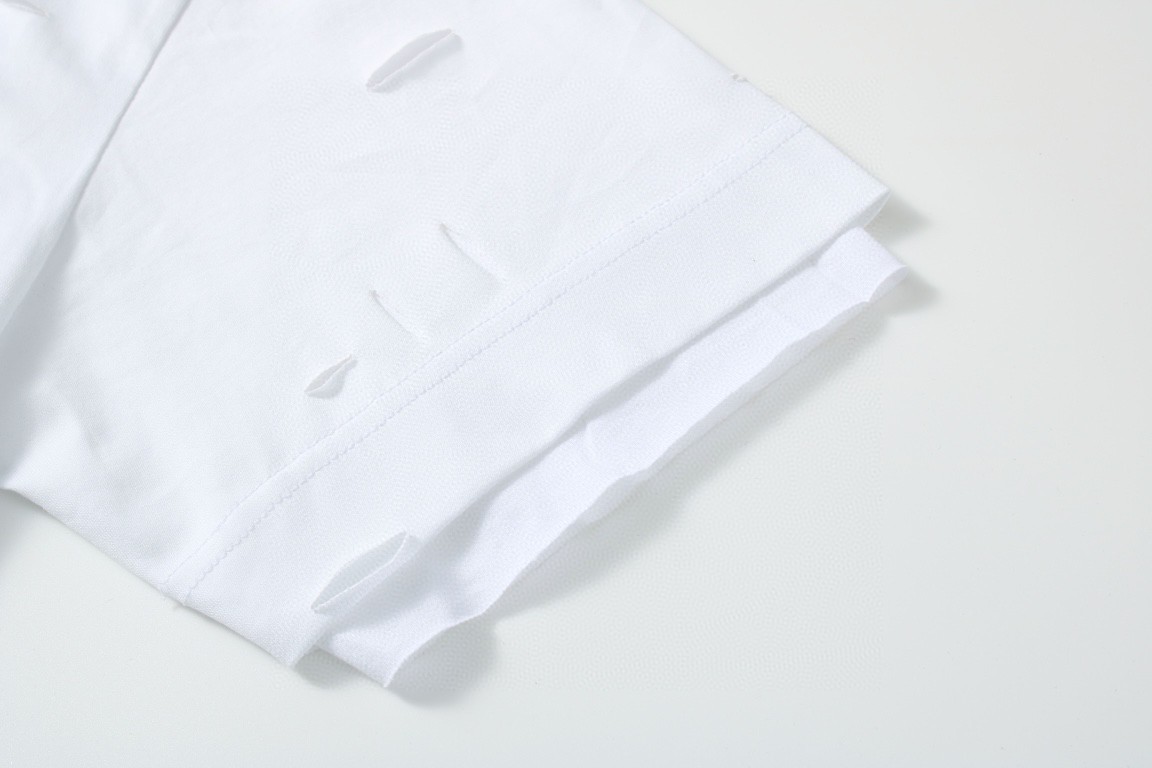 Givenchy 纪梵希 破洞假两件字母logo印花 T恤 短袖 套头 夏款 白色 BM71G13Y8Y-100