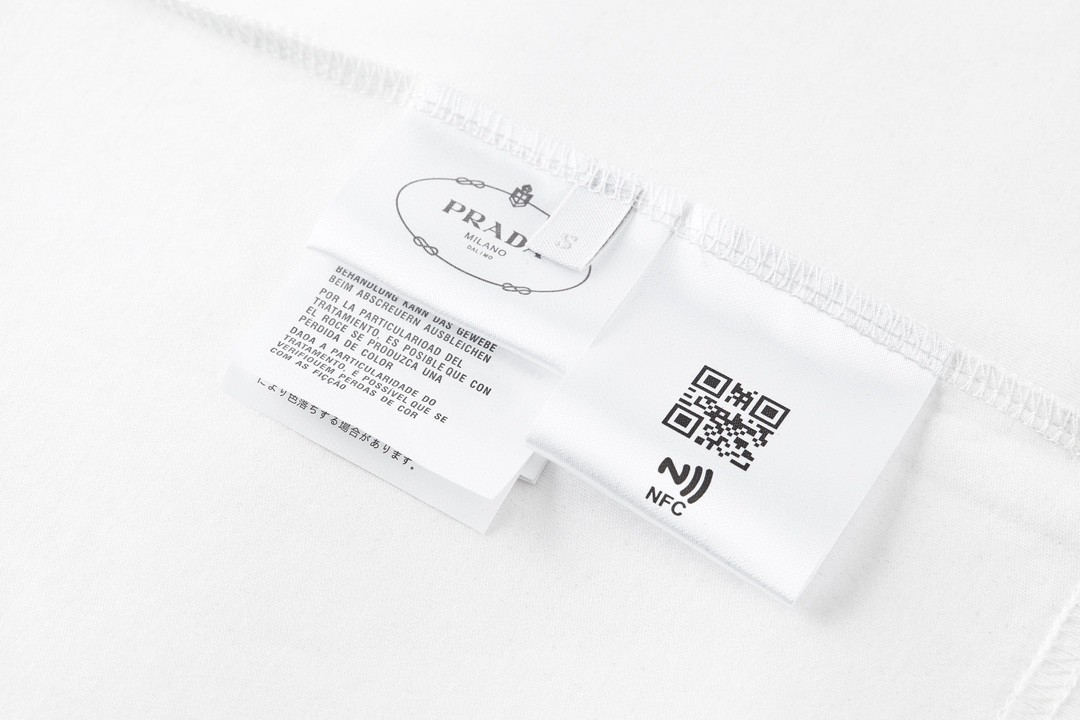 PRADA 普拉达 纯色刺绣字母logo 圆领 短袖 T恤 白色 UJN815S2211052-F0009