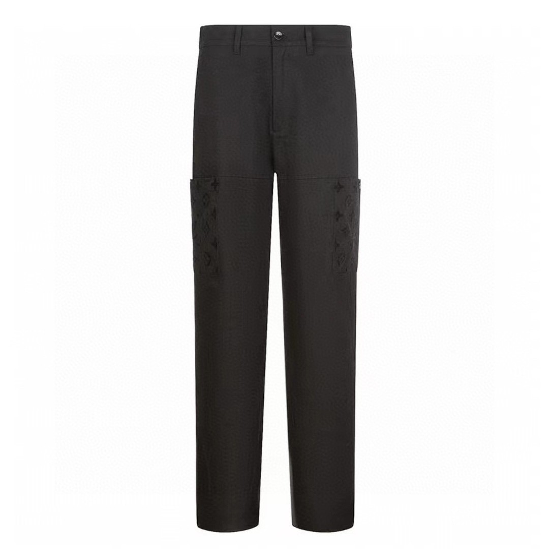 LOUIS VUITTON 路易威登 纯色植绒工装裤 休闲裤 裤子 长裤 男款 黑色 1AFATD