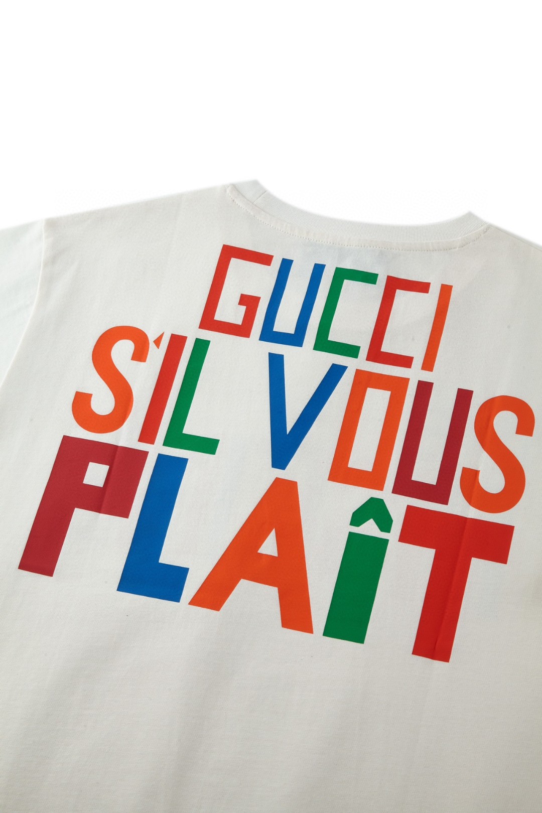 GUCCI 古驰 彩色字母logo印花 短袖 T恤 圆领 套头 夏季 白色 616036-XJFFX-9095