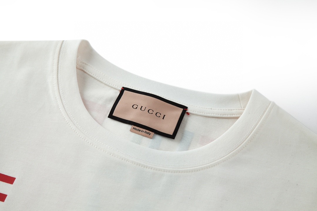 GUCCI 古驰 彩色字母logo印花 短袖 T恤 圆领 套头 夏季 白色 616036-XJFFX-9095