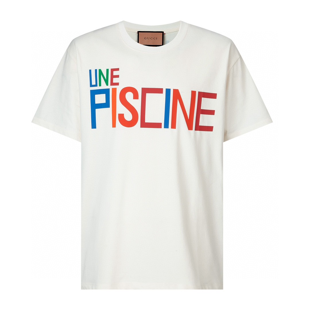 GUCCI 古驰 彩色字母logo印花 短袖 T恤 圆领 套头 夏季 白色 616036-XJFFX-9095