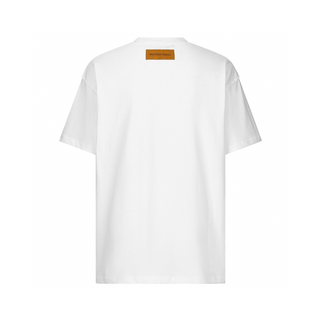 LOUIS VUITTON 路易威登 浮雕字母logo压花 套头 圆领 短袖 T 恤 上衣 夏款 白色 1AA5E0