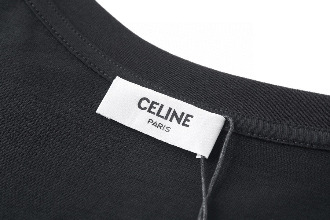 CELINE 赛琳 凯旋门大Logo字母印花 短袖 T恤 圆领 夏款 黑色 2X56B671Q-38AW