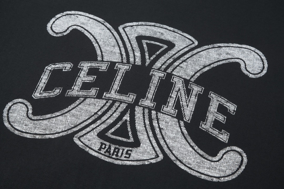 CELINE 赛琳 凯旋门大Logo字母印花 短袖 T恤 圆领 夏款 黑色 2X56B671Q-38AW