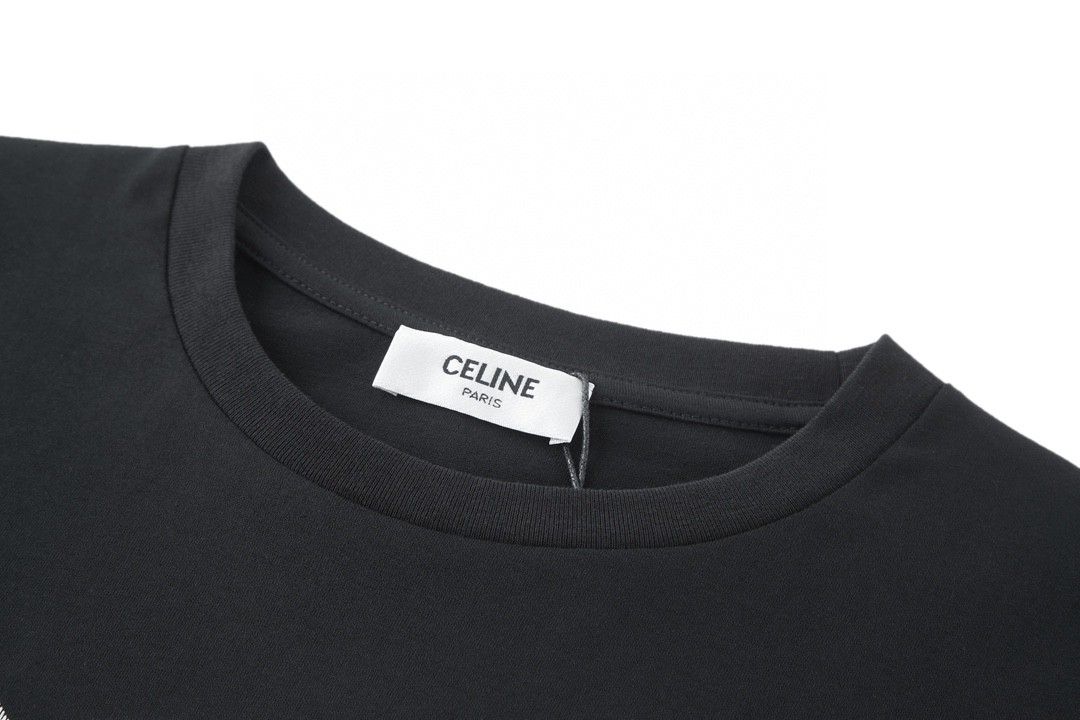 CELINE 赛琳 凯旋门大Logo字母印花 短袖 T恤 圆领 夏款 黑色 2X56B671Q-38AW