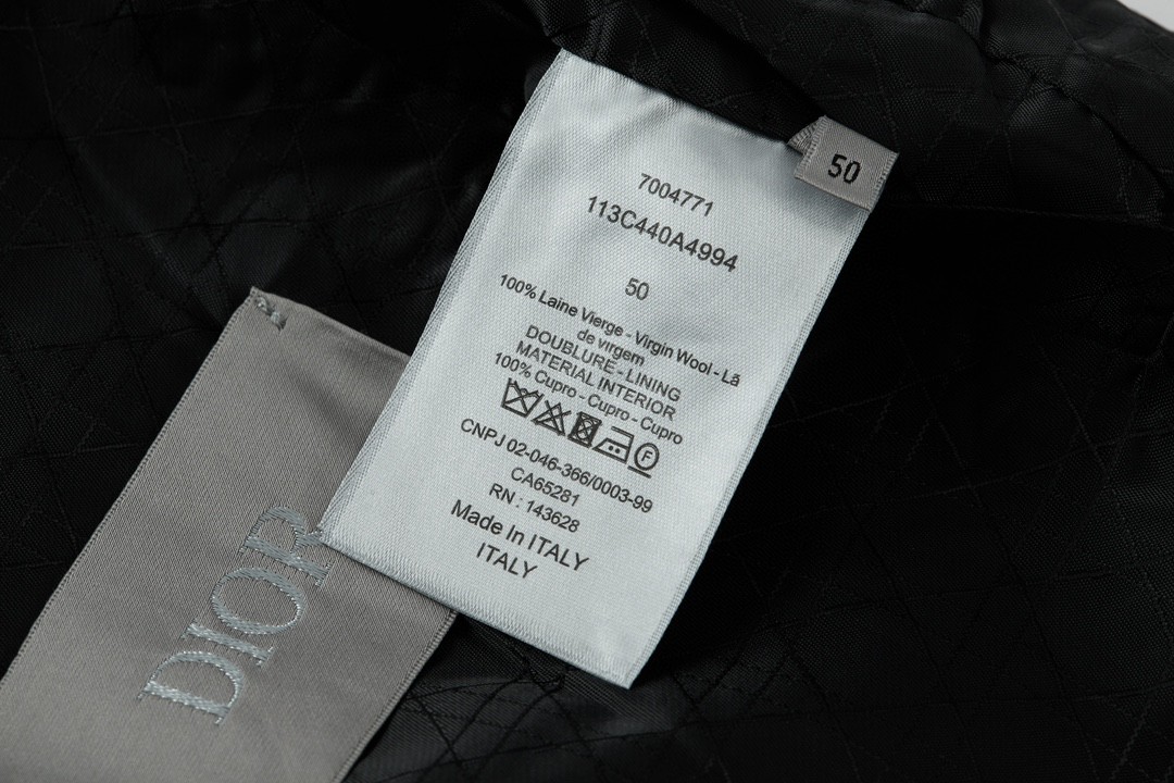 DIOR 迪奥 纯色千鸟格纹拉链夹克 外套 长袖 秋冬款 灰色 113C440A4994-C980