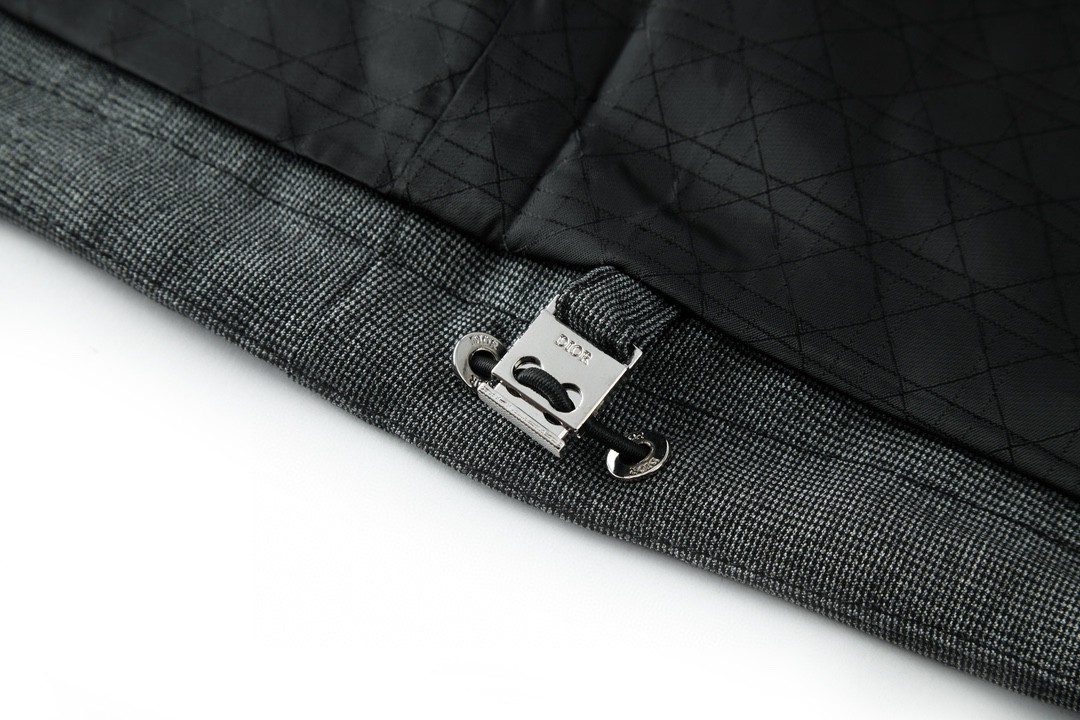 DIOR 迪奥 纯色千鸟格纹拉链夹克 外套 长袖 秋冬款 灰色 113C440A4994-C980