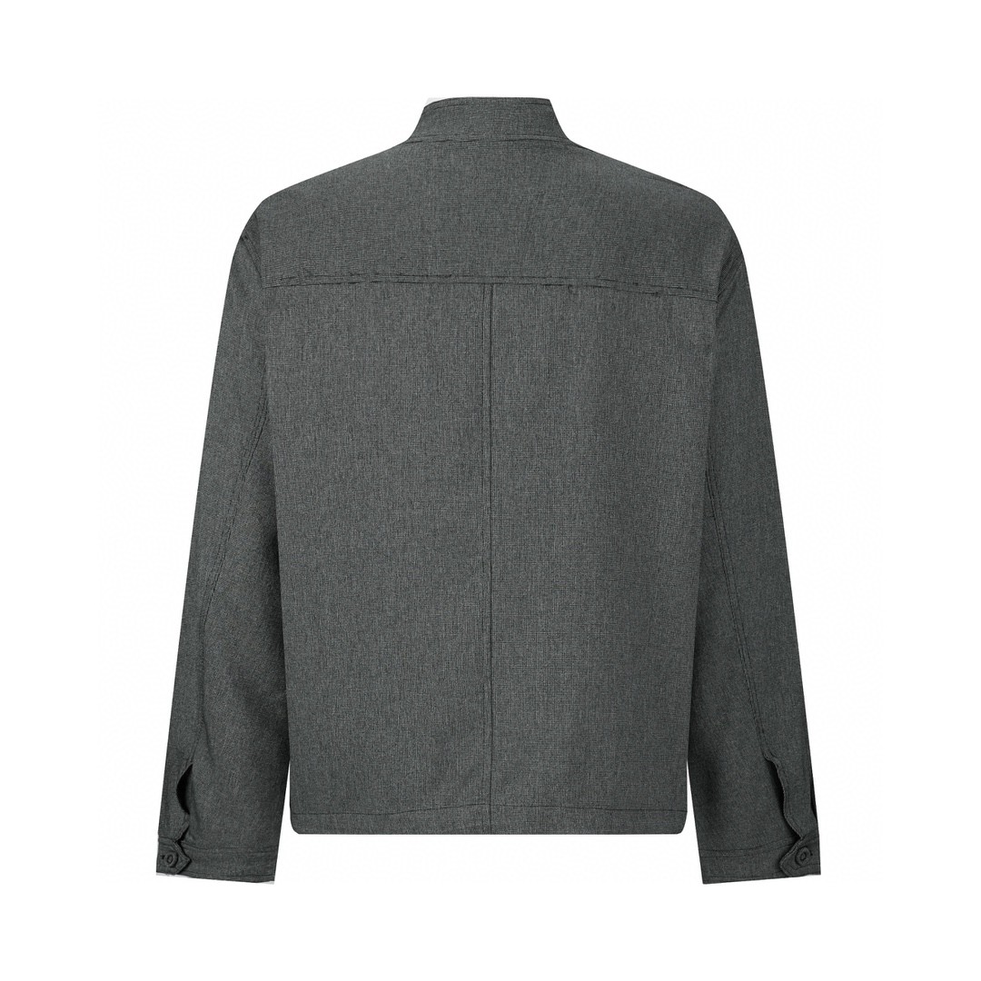 DIOR 迪奥 纯色千鸟格纹拉链夹克 外套 长袖 秋冬款 灰色 113C440A4994-C980