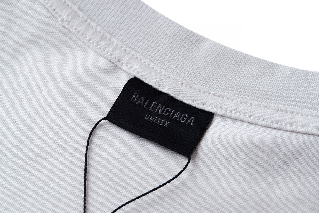 Balenciaga 巴黎世家 双B泥染字母Logo印花 圆领 短袖 T恤 夏季 白色 739784TOVU69012
