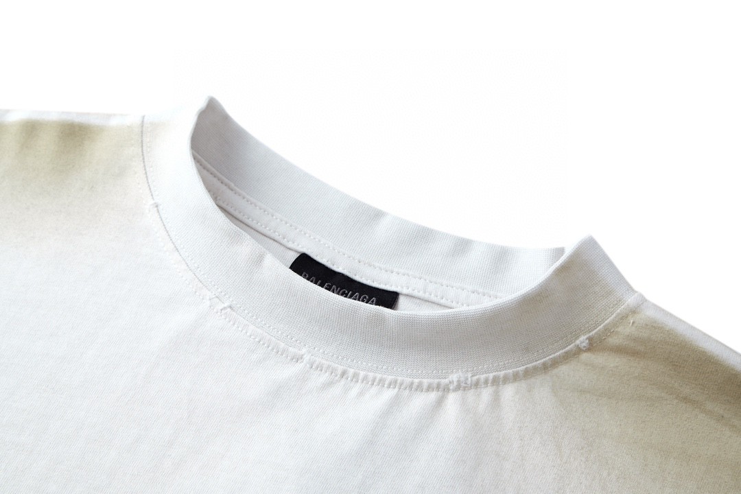 Balenciaga 巴黎世家 双B泥染字母Logo印花 圆领 短袖 T恤 夏季 白色 739784TOVU69012