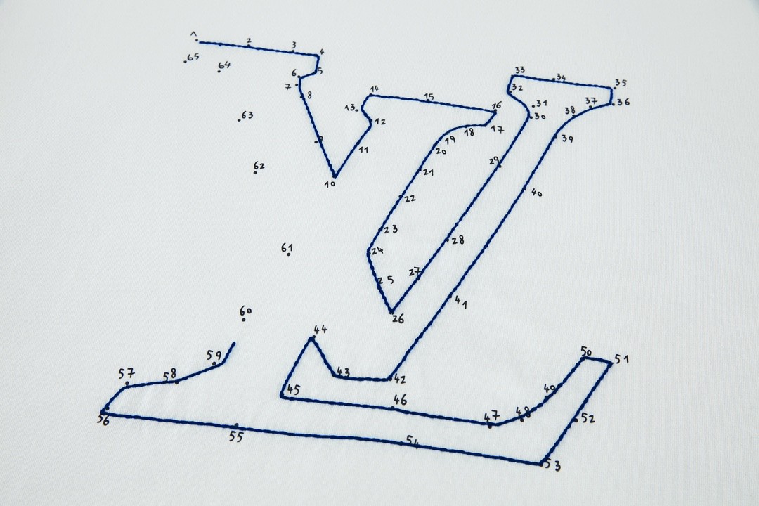 LOUIS VUITTON 路易威登 SS22 针脚印花刺绣 短袖 圆领 T 恤 上衣 夏款 白色 1A7X53